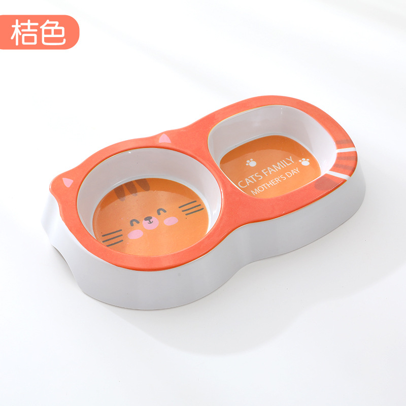 Fábrica al por mayor de dibujos animados cuadrado redondo para mascotas doble tazón perro tazón de plástico engrosado gato tazón resistente a la caída gato y gato vajilla