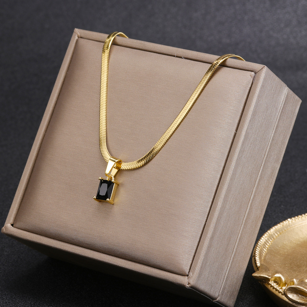 (Cross-border trading), necklace with zircon, blade stainless steel, chain for key bag , accessory, simple and elegant design 2