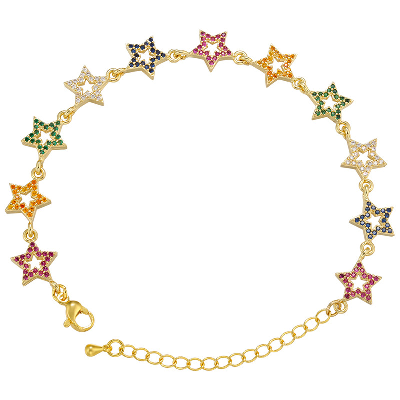 micro-inlaid zircon five-pointed star full diamond star bracelet