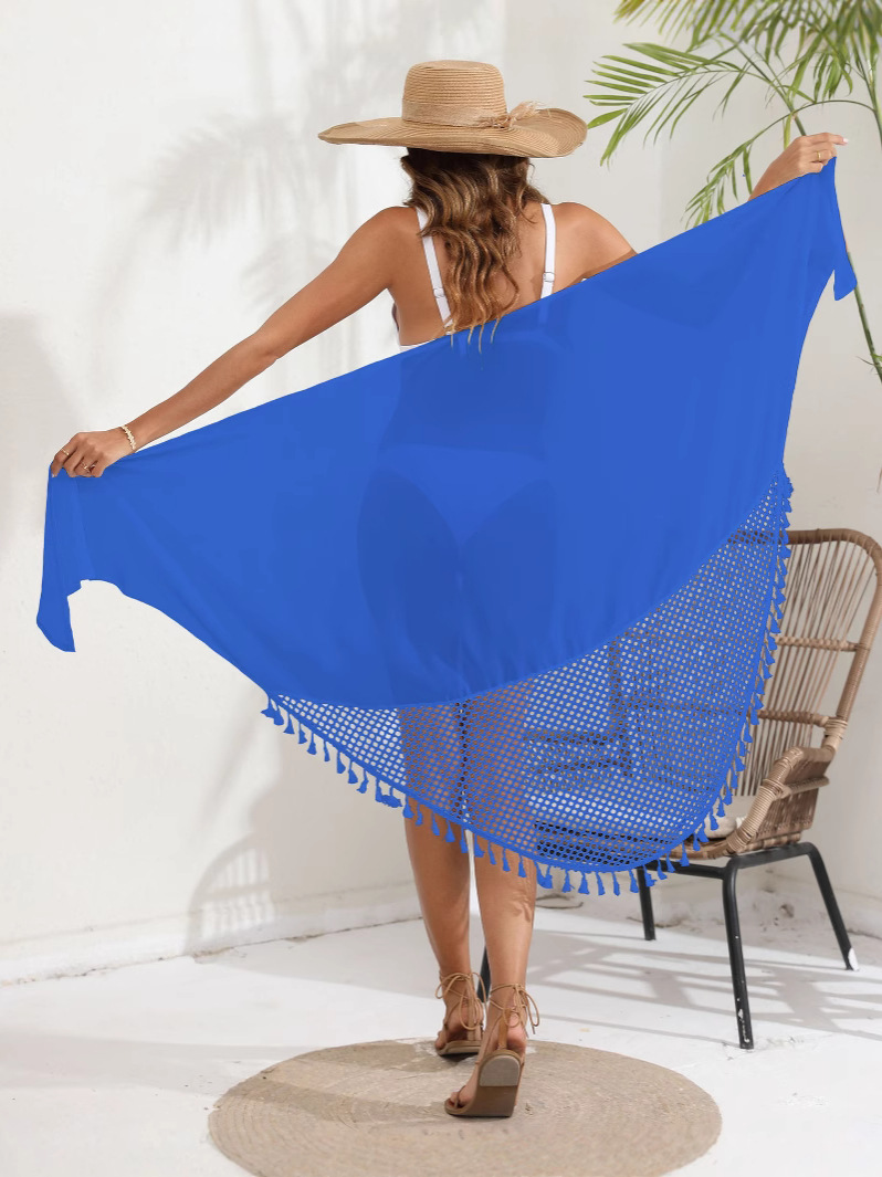 Chal de Protección Solar Multiuso para Mujer de Poliéster UPF30+ con Borlas