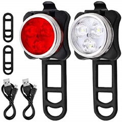 Cross-border 030USB rechargeable bicycle headlight mini warning tail light 3LEDCOB highlight round cycling tail light