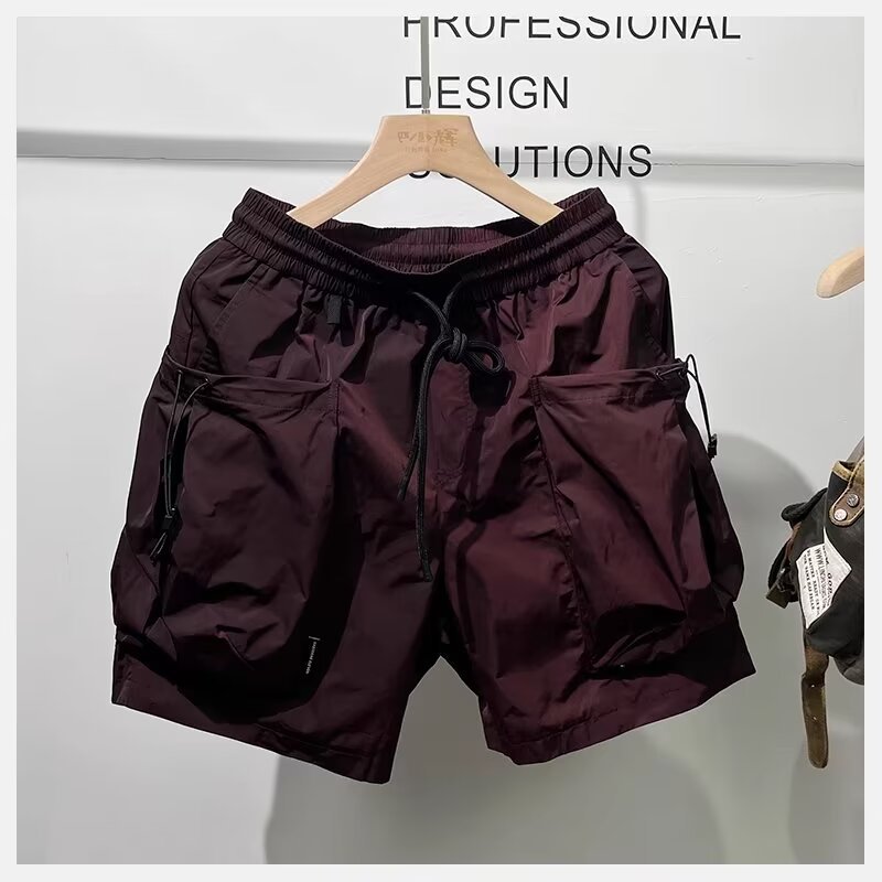 Quick-drying Summer Multi-pocket Thin Solid Color Simple Loose Workwear Shorts Men's Five-point Casual Trendy Brand Sports Pants
