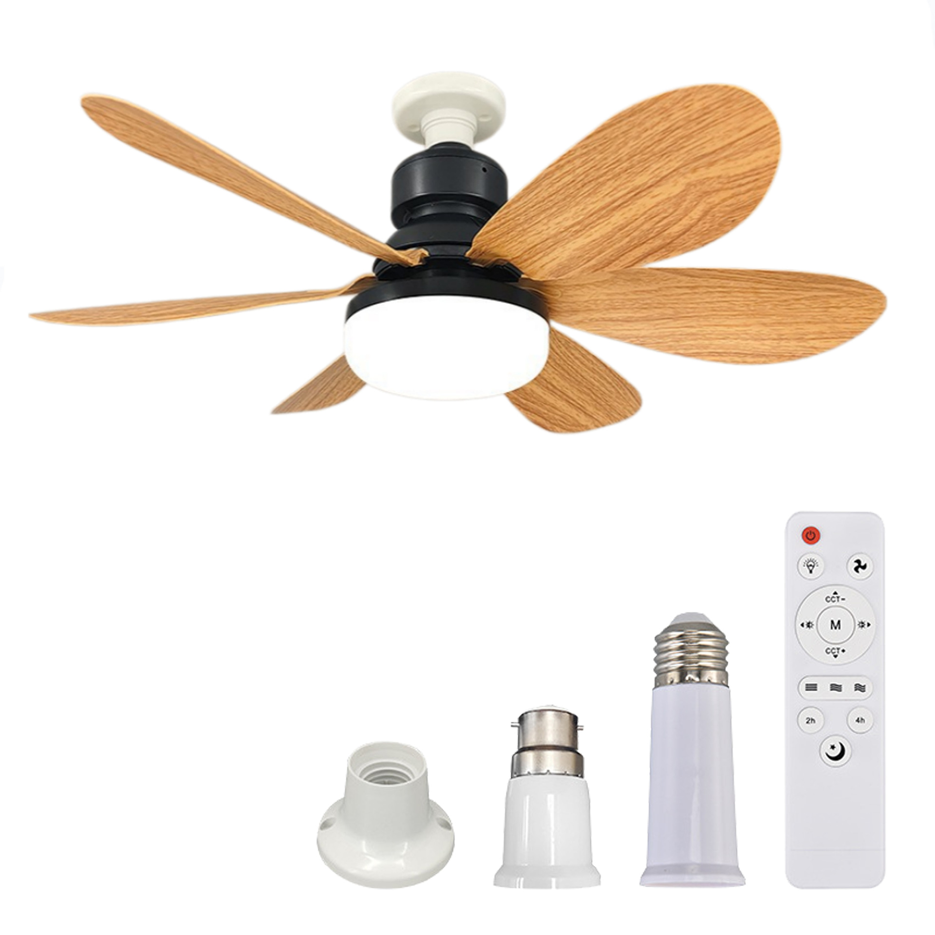 Ventilador de Techo con Luz E27 de ABS Silencioso para Comedor y Dormitorio