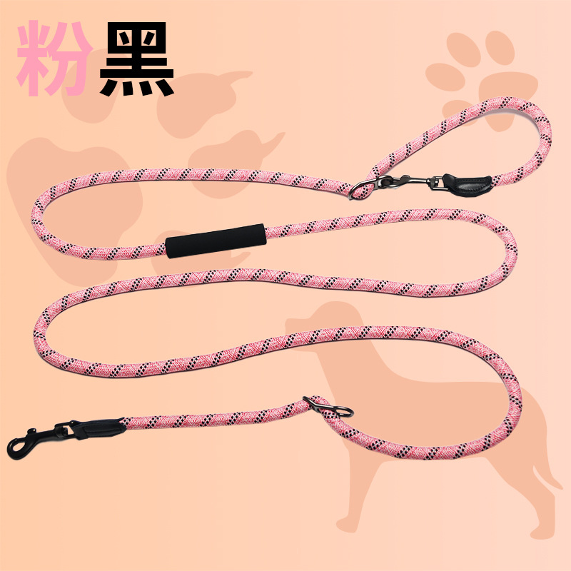 Correa de perro de doble cabeza de algodón y lino reflectante transfronterizo nuevo con agarre multifuncional crossbody cintura correa de correr