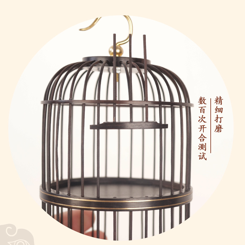 紫光檀木双层蝈蝈笼子圆形馒头顶蛐蛐笼蚂蚱手编笼饲养箱昆虫爬虫|undefined