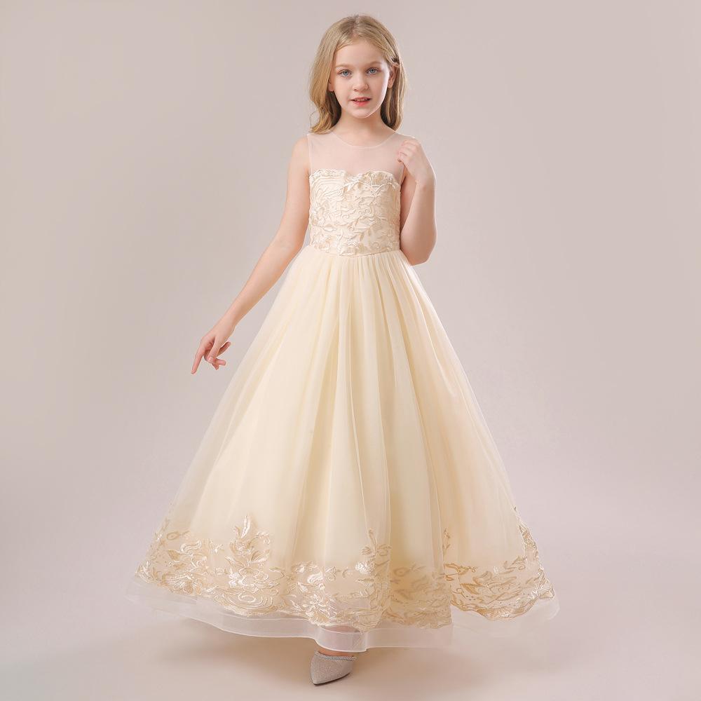 Comercio exterior vestido de niños medio y grande vestido sin mangas bordado de niñas vestido de fiesta vestido de noche vestido de princesa