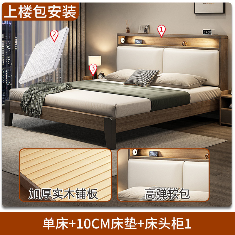 实木床1.8x2米双人床1.5米家用小户型出租房民宿1.2m单人床架|undefined