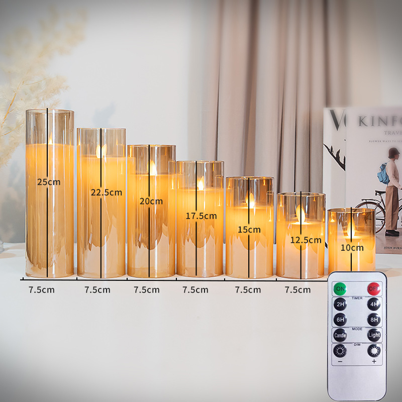 ガラスパラフィンスイング芯 LED 電子キャンドルライトクリエイティブシミュレーションキャンドルナイトライトイン装飾雰囲気ライト|undefined