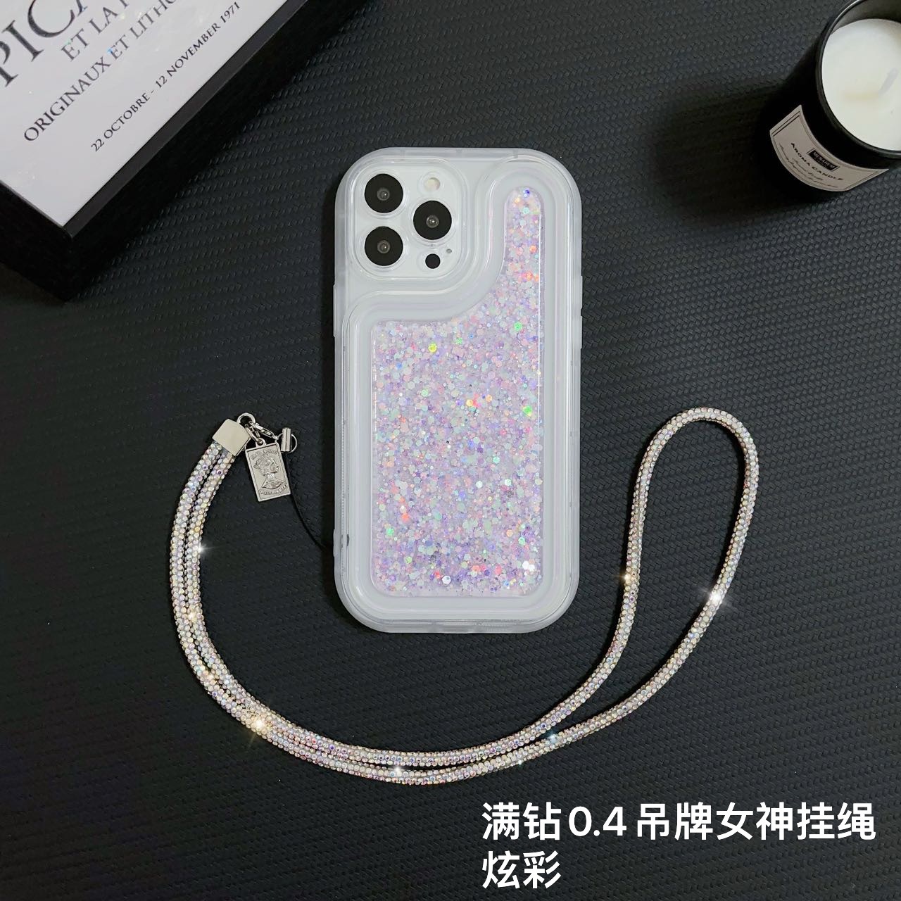 Marca de moda original, etiqueta de diamante completa, cadena de teléfono móvil, caja de teléfono móvil, cordón de bolso, colgante de muñeca, estilo colorido