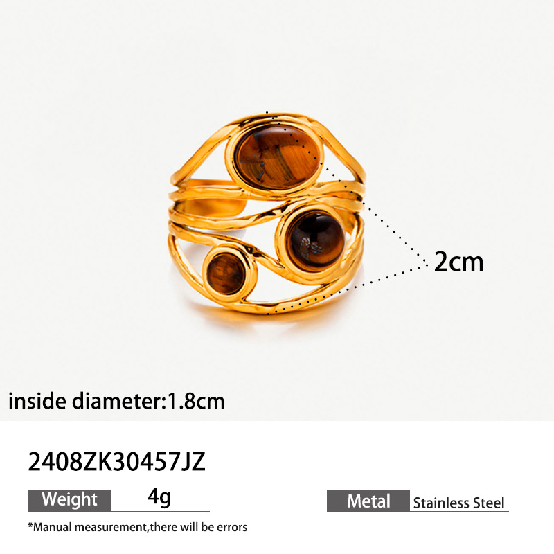 Anillo de acero inoxidable de piedra de ojo de tigre, anillo de acero inoxidable, anillo de piedra natural de alta calidad, anillo de titanio