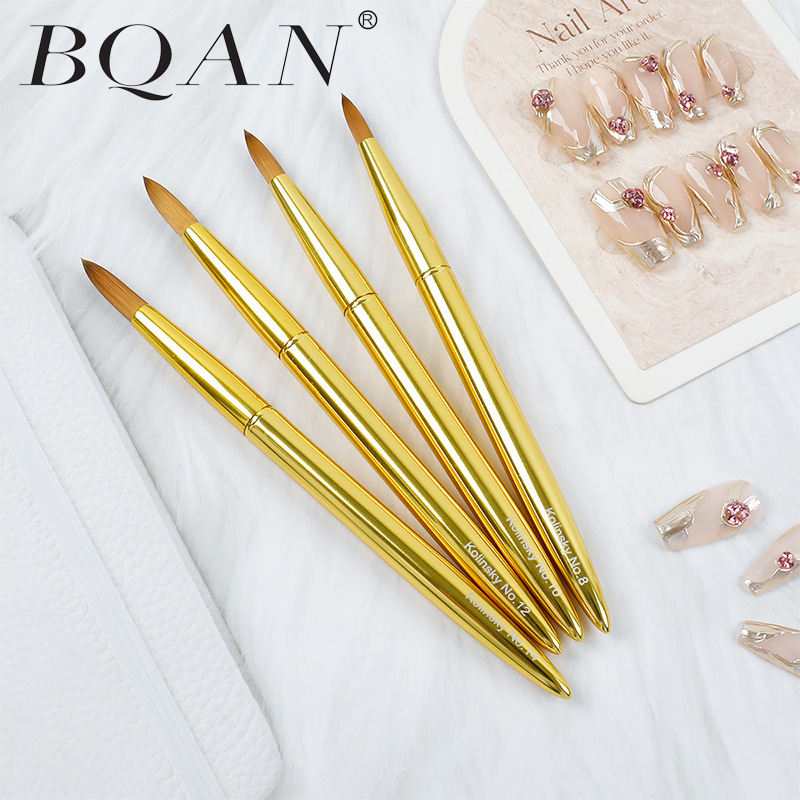 跨境新品金色美甲水晶笔套装水晶粉水晶液指甲延长用笔美甲延用笔