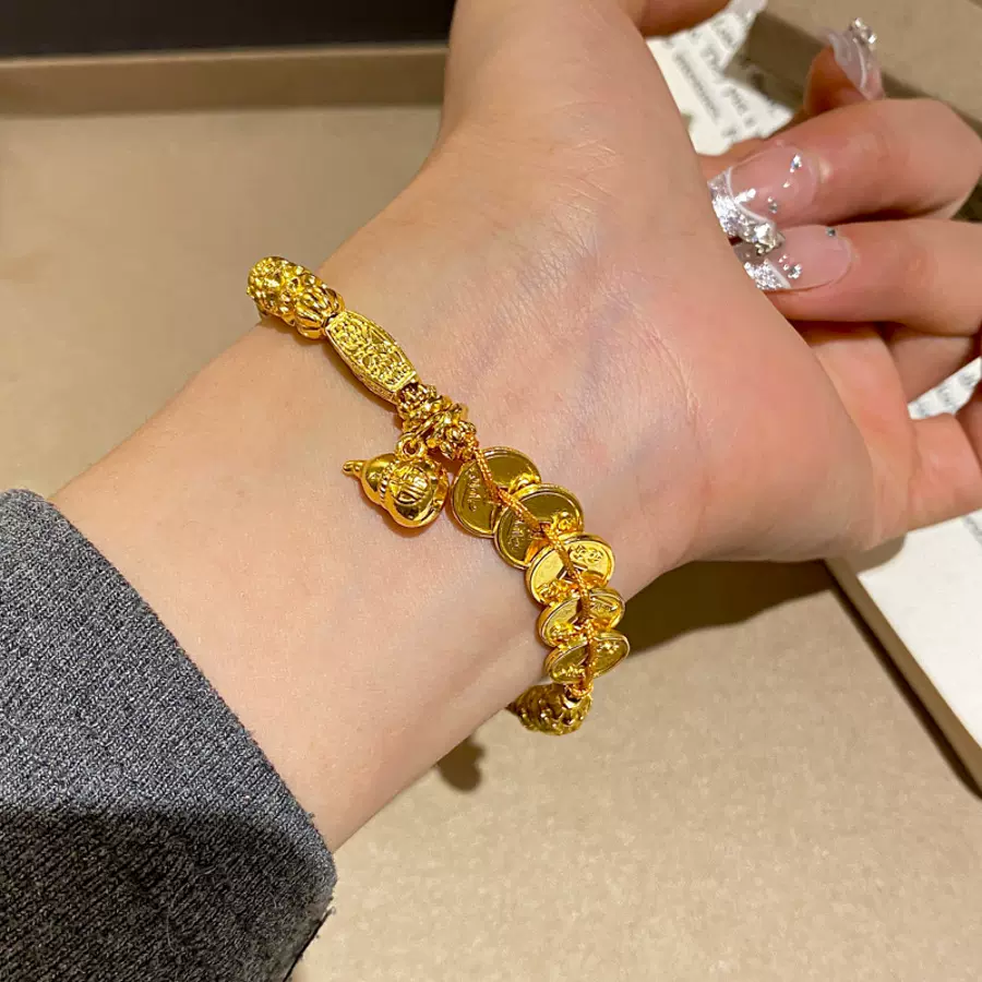 中古vingate铜钱盘缠葫芦手链女轻奢小众新中式国潮手串手饰品