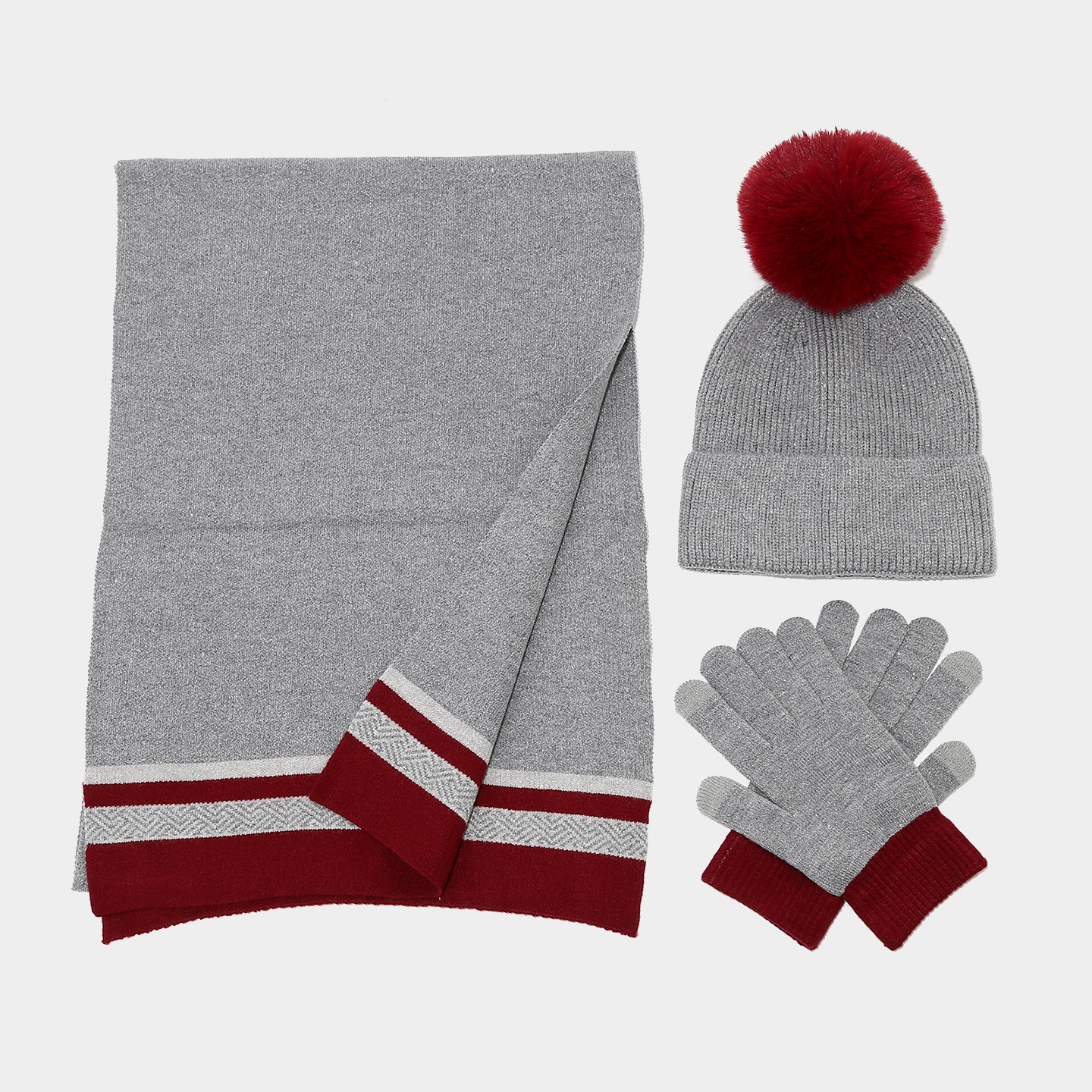 Otoño y invierno damas de protección de orejas bola de lana sombrero de punto bufandas guantes antifría conjunto de esquí al aire libre calentamiento de tres piezas conjunto de moda image 4