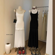 清仓不退换气质网纱拼接修身显瘦吊带连衣裙女春夏包臀长裙W5043