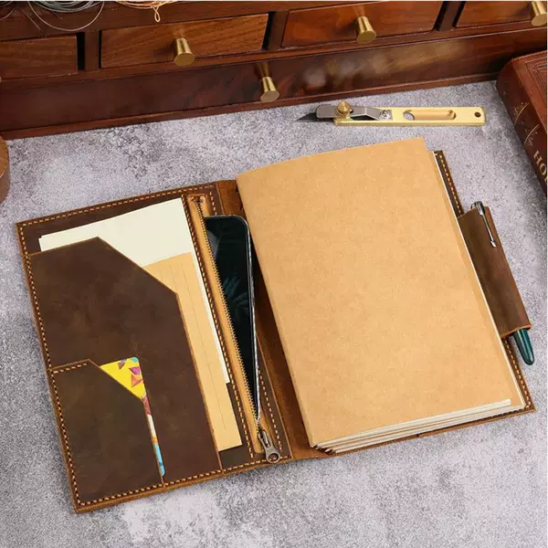 New Retro Leather Document Bag Multifunctional Mobile Phone Bag