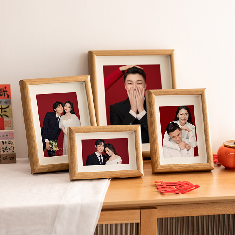 Marriage registration certificate photo wooden photo frame 6 inch table wholesale creative new Chinese wedding wedding photo 10 A4