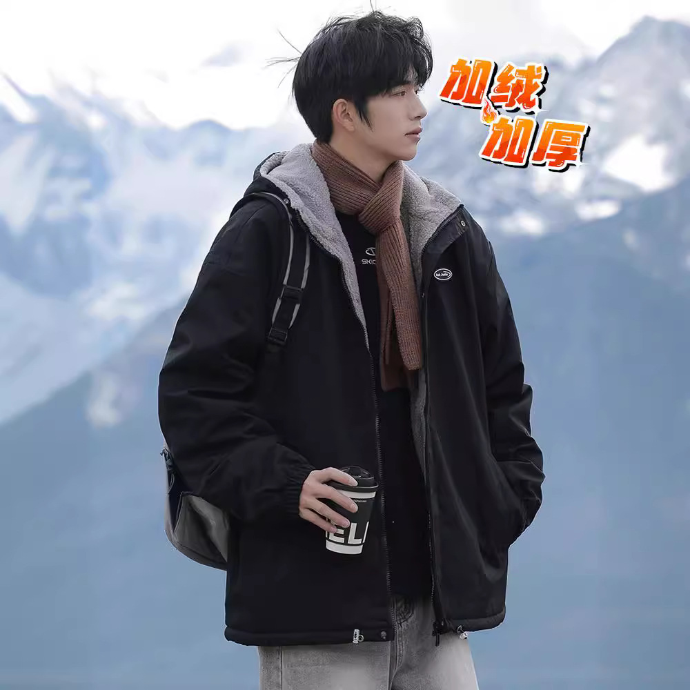 Chaqueta de dos piezas falsa de la NASA para hombre Otoño e Invierno forrada de lana engrosada ropa de trabajo uniforme de béisbol para niños de invierno