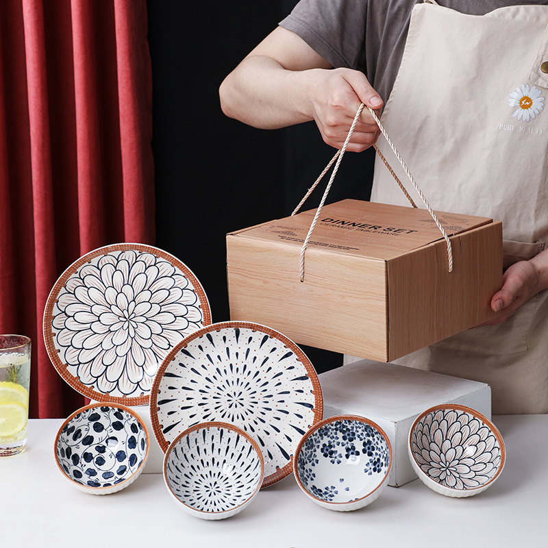 Creative Ceramic Portable Gift Box Tableware Set Dishes and Dishes Gift Boxes for Opening Activities Gifts for Business Promotion