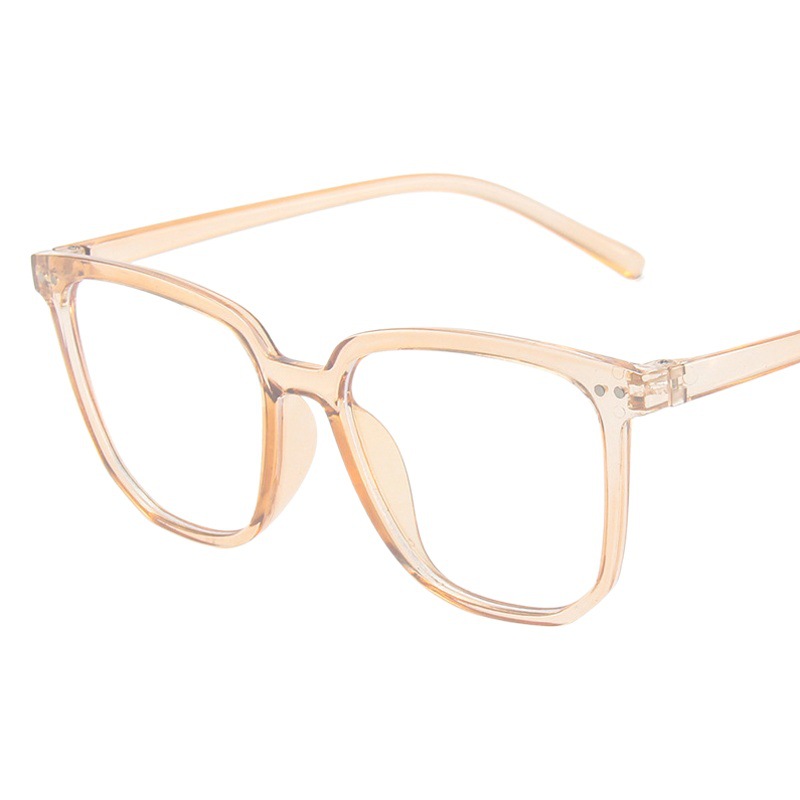 Nuevas gafas lisas cara-mirando gafas pequeñas marco beige uñas gafas transparentes marco de las mujeres gafas de miopía lisas anti-luz azul