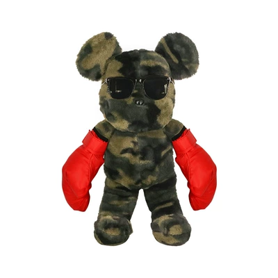 Car ornaments – co-pilot companion doll doll - bears-camouflage-sunglasses-red-boxing