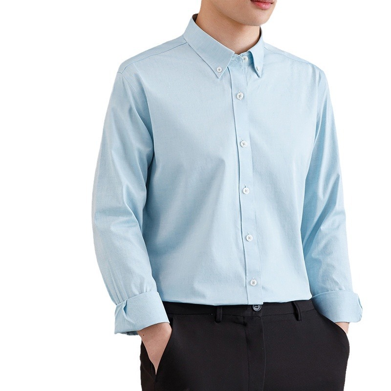 100% algodón peinado de alta calidad camisa de oxford de algodón sólido para hombres camisa de lavado de enzima de algodón para hombres modas coreanas delgadas