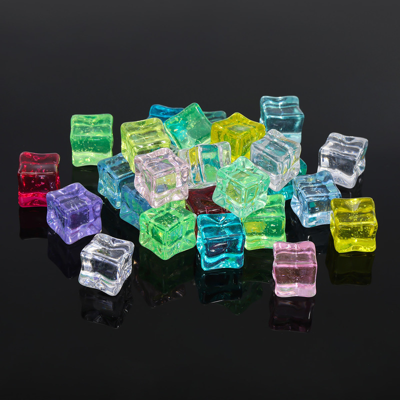 Acrylic Fine Glitter Luminous Transparent Simulated Ice Cubes DIY Handmade Cream Glue Mobile Phone Case Material Resin Small Accessories
