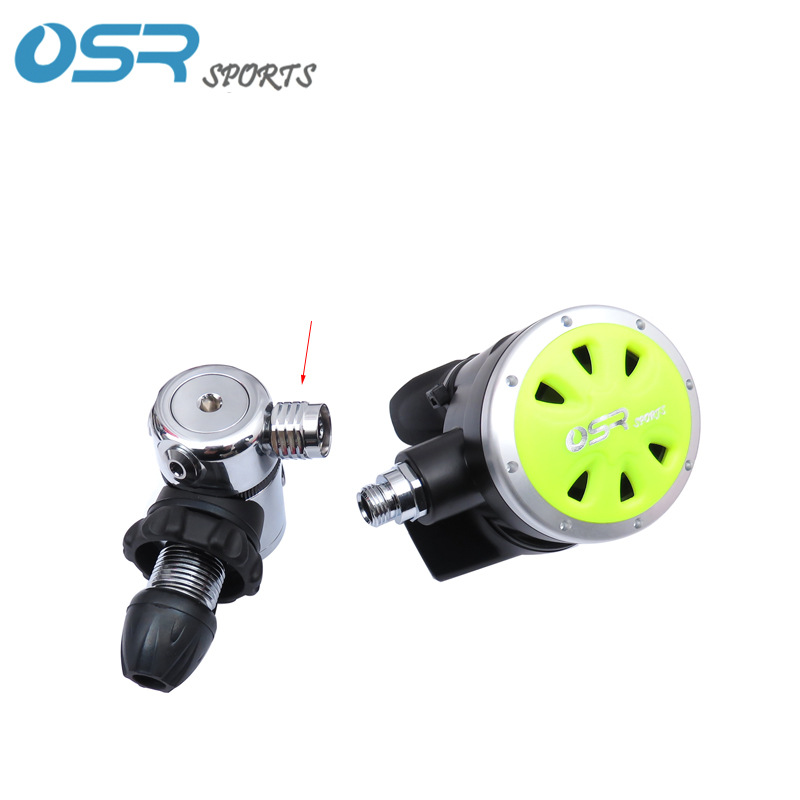 Cabeza de buceo de primera clase de baja presión 3/8-24 a cabeza de segunda clase de presión media 9/16-18 conector de cobre cromado