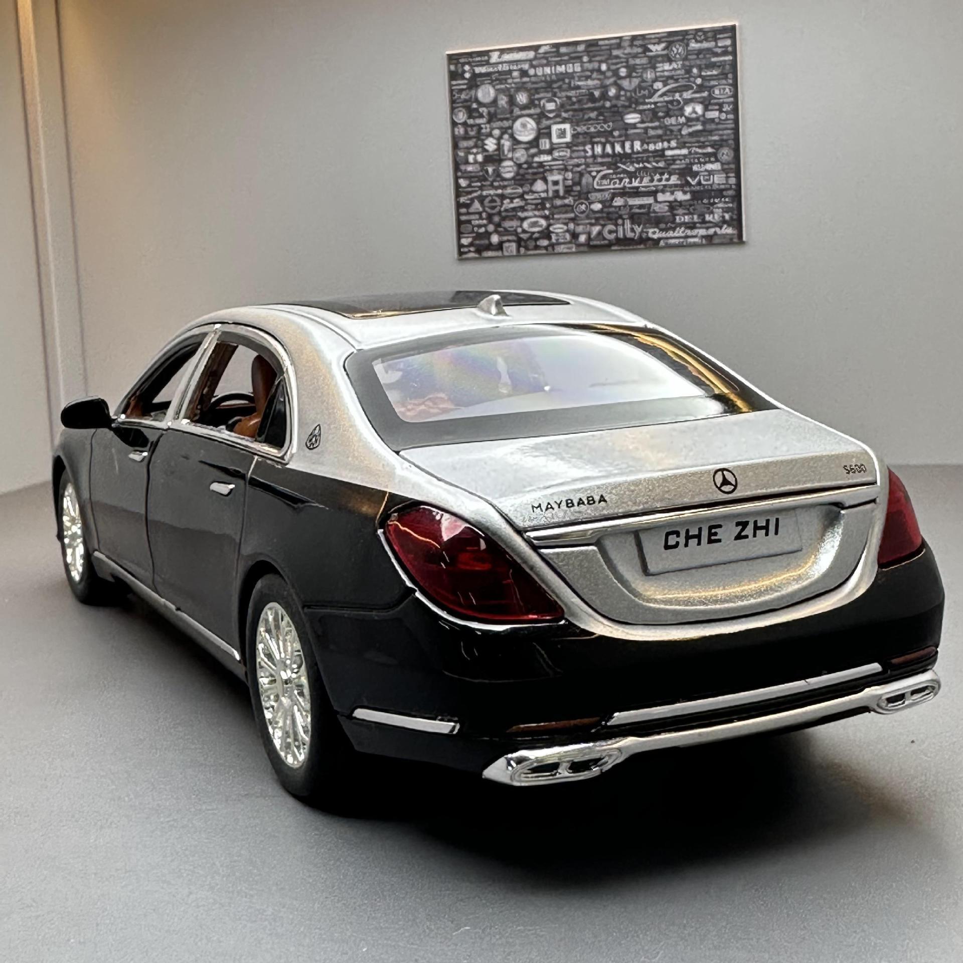 Coche de aleación modelo de coche Maybach S600 coche ejecutivo tire hacia atrás con sonido y luz coche música modelo decoración colección