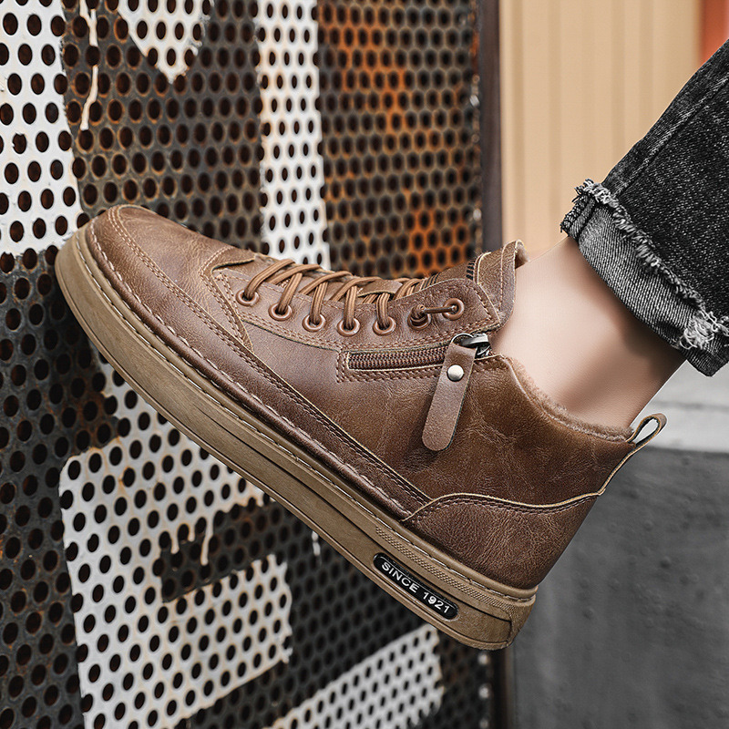 Botas Martin, zapatos de hombre, invierno alto más terciopelo, zapatos de algodón del noreste cálidos y gruesos, botas de algodón impermeables y antideslizantes