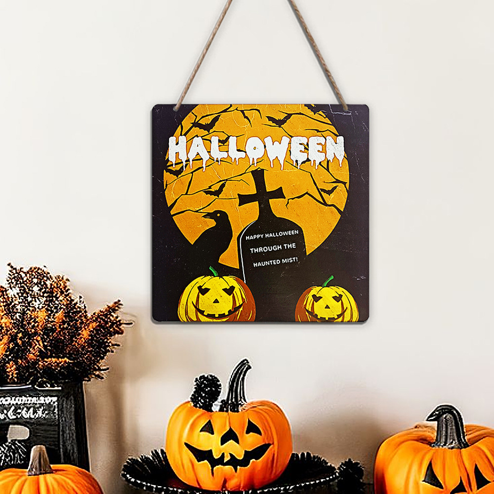Halloween door sign decoration hanging courtyard ornament festival atmosphere scene wooden decoration painting wall decor wall hanging