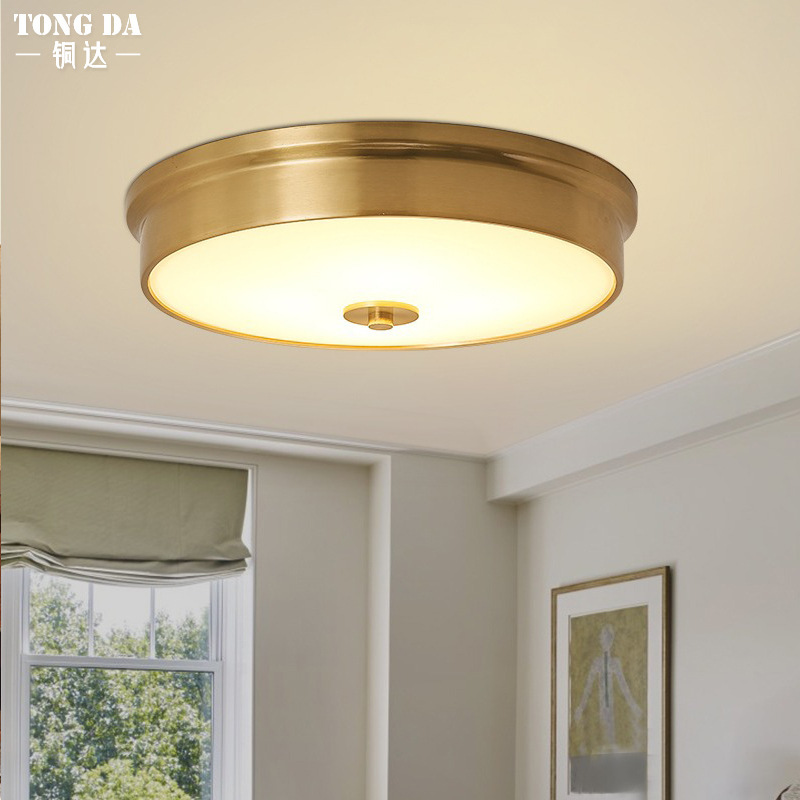 Modern minimalist bedroom room all copper ceiling lamp Villa aisle study room super simple entrance ceiling lamp Modern minimalist bedroom room all copper ceiling lamp Villa aisle study room super simple entrance ceiling lamp