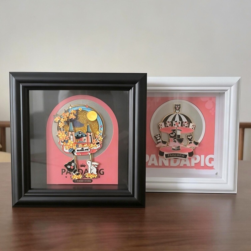 European-style wooden hollow three-dimensional photo frame, metal refrigerator magnet, creative DIY craft, decorative picture frame, display frame, tabletop display