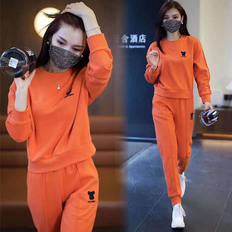 Sportswear Suit for Women 2026 Spring and Autum New Fashion Loose Large Size Long-Sleeved Casual Sweatshirt Two-Piece Set