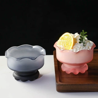ins网红玻璃甜品碗雪糕碗糖水碗带勺酸奶冰淇淋碗果冻燕窝早餐碗