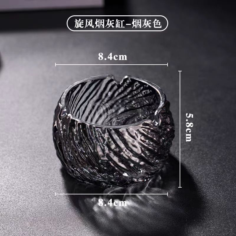 Cenicero de vidrio de cristal, sala de estar para el hogar, cenicero de oficina, adornos pequeños de alta gama, taza de humo de ceniza antivoladora redonda ciclónica