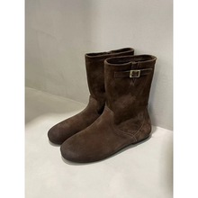 牛皮版~2025新款内增高短靴小众西部牛仔靴女平底时装靴子马丁靴