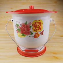 搪瓷精品花兰桶加厚带提手尿盆儿童老人坐便器婚庆痰盂怀旧垃圾桶