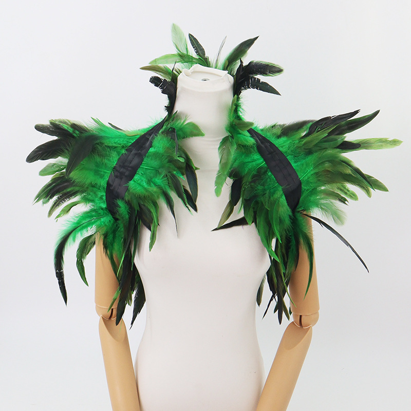 Nuevos productos transfronterizos de plumas, pañuelos de diamante, brazaletes de encaje, espectáculo de baile, vestido sexy, set oscuro