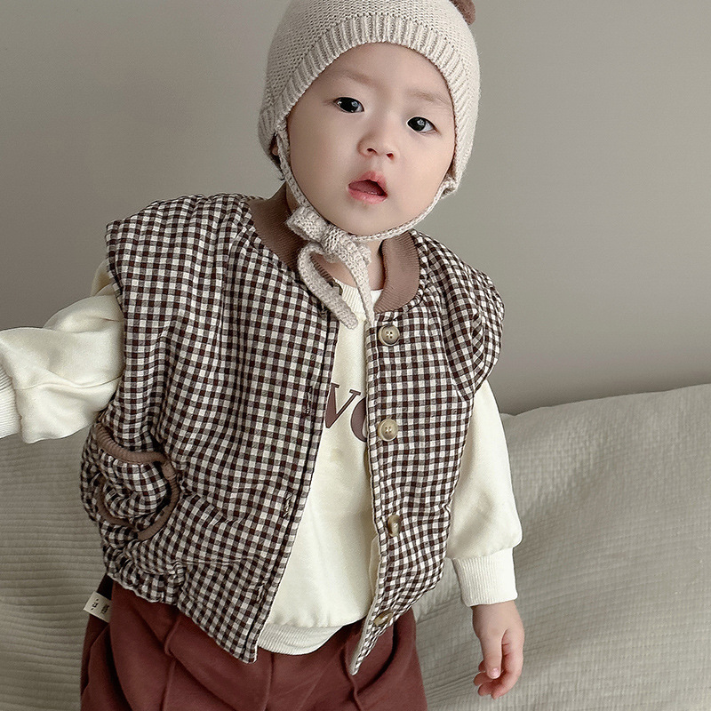 Bebé ropa de bebé ropa de otoño 2023 otoño nuevo estilo coreano ropa de los niños bebé Chaleco de algodón abrigo