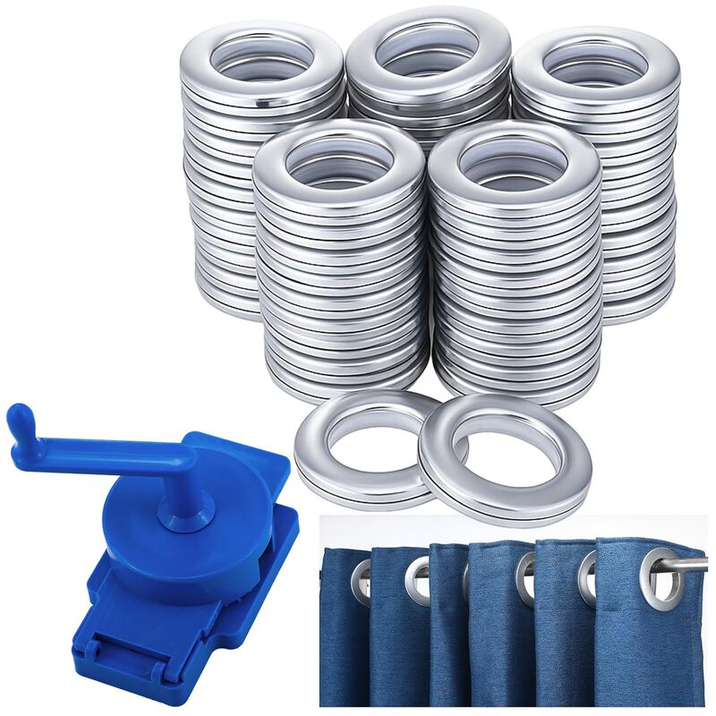 1 Rotating Curtain Hole Puncher and 50 Plastic Roman Curtain Rings, Can Be Used to Create a Curtain Ring Set 1 Rotating Curtain Hole Puncher and 50 Plastic Roman Curtain Rings, Can Be Used to Create a Curtain Ring Set