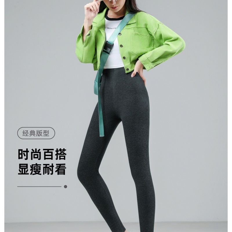 黄金羽棉云感芭比裤棉竖条螺纹打底裤加绒加厚高腰女士保暖瑜伽裤|undefined