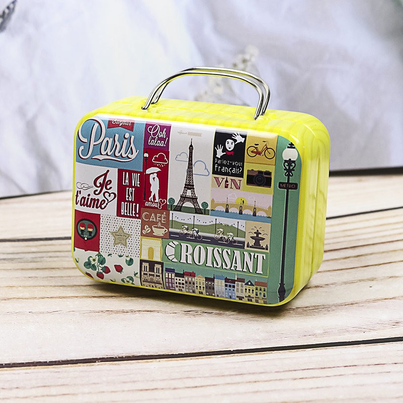 Retro maleta mini maleta caja de hierro caja de dulces monedero caja de monedas de regalo creativo caja de metal caja de embalaje