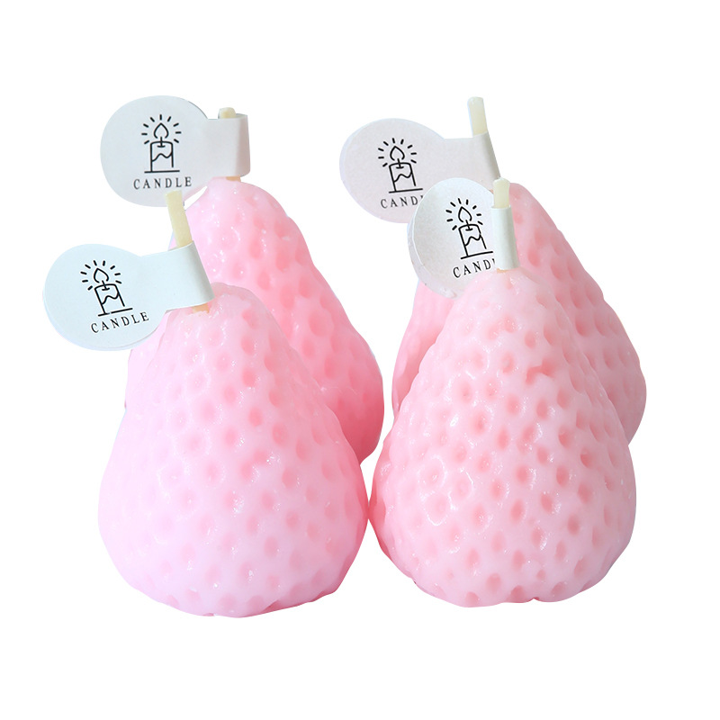 Fruta forma de fresa cera aromaterapia vela decoración al por mayor props lindo simulación creativa foto regalo cumpleaños