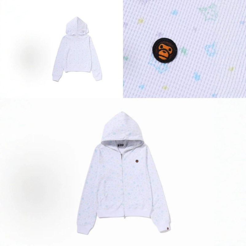 BAPE co-branded star-patterned hooded cardigan sweatshirt for women, loose casual jacket, new spring and autumn model BAPE co-branded star-patterned hooded cardigan sweatshirt for women, loose casual jacket, new spring and autumn model