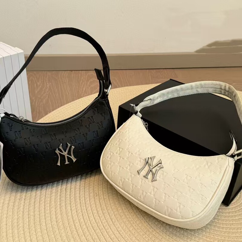Korean New Mlb Embossed Underarm Bag Ny Embossed Dumpling Bag Shoulder Handbag for Women