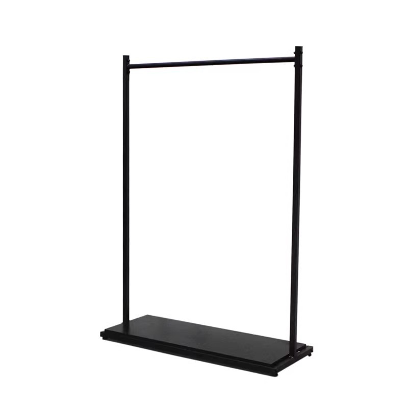 Tienda de ropa colgar percha de ropa tubo cuadrado hierro forjado negro tipo suelo colgante lateral estante de boda tienda de ropa infantil estante de exhibición de estantes de isla