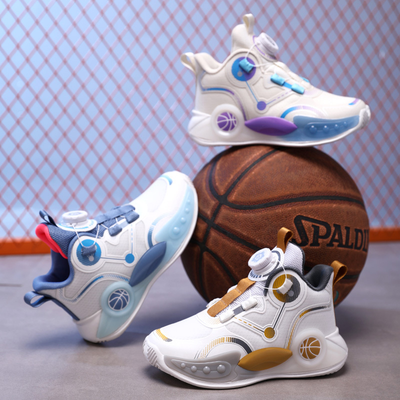 Zapatillas de baloncesto para niños 2025 primavera y otoño nuevo estilo malla zapatos deportivos para niños antideslizantes zapatos para correr para niños grandes y medianos al por mayor