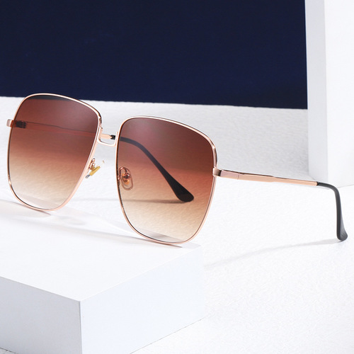 2244 square box stylish retro metal unisex Amazon wholesale sun and UV protective sunglasses