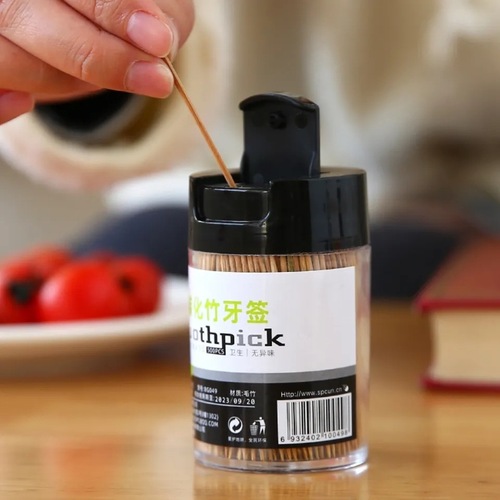 Environmentally friendly bamboo toothpick bottle creative pagoda transparent tube double-ended bamboo toothpick home hotel toothpick box toothpick tube