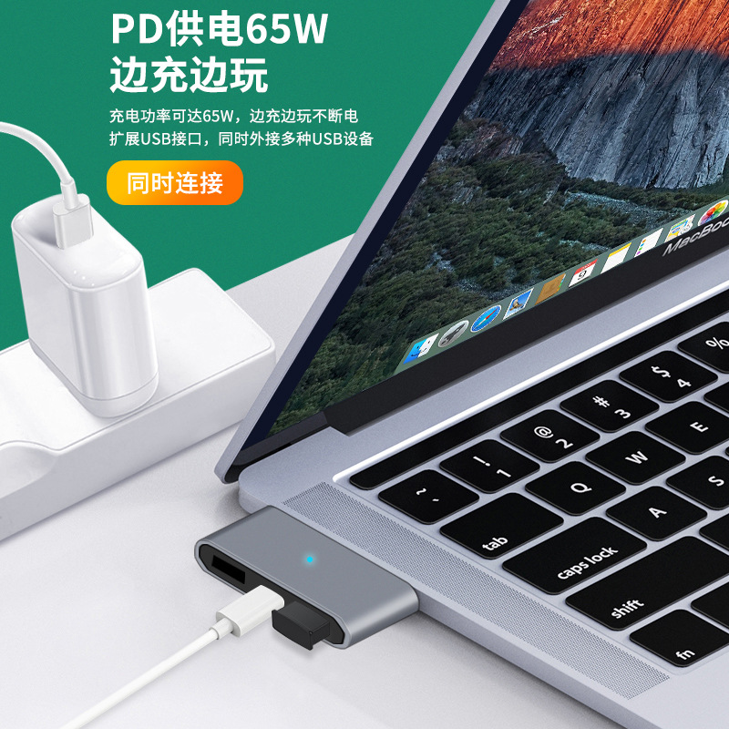 Üçü bir arada yerleştirme istasyonu adaptörü tipi, çift USB 3.0 + PD cep telefonu şarjı için üçü bir arada USB flash sürücü kart okuyucu